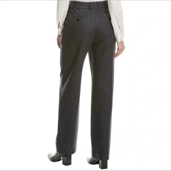 Theory Wool Blend Rumi Gray Pleat Front Wide Leg Trouser Pants sz.00 NWT